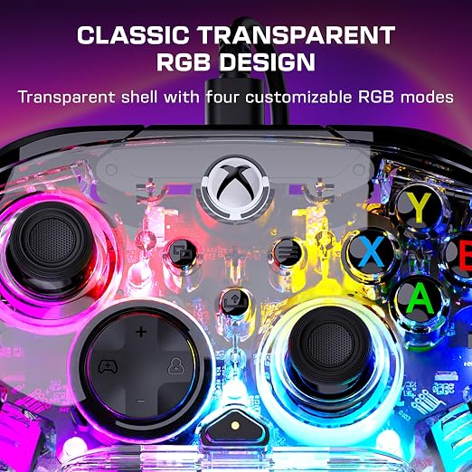 Turtle Beach Afterglow Wired RGB Gaming Controller Xbox Series X|S & PC | Xbox One, Customizable RGB Lighting, 2 Mappable Back Buttons, 2-Stop Hall-Effect Hair Triggers, Audio Controls, Translucent
